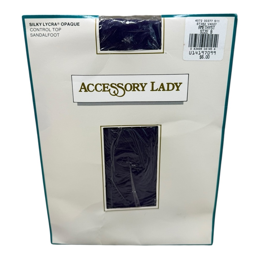 Vintage Accessory Lady Silky Lycra Opaque Control Top Pantyhose Amethyst Size B